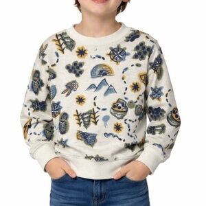 Tommy Bahama‎ Kids Boys Crewneck Sweatshirt Adventure Print Beige Size M 7/8